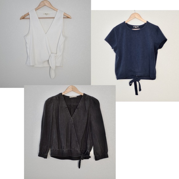 Madewell Tops - Madewell Bundle of 3 Blue, White and Black Wrapped Tops M